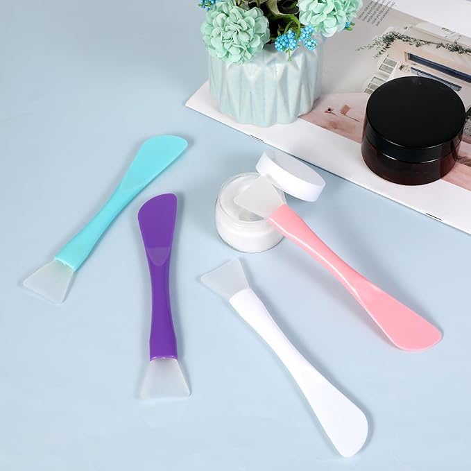 4PCS Face Mask Applicator, Silicone Face Mask Brush Applicator Reusable Double-Ended Mask Brush Facial Mask Brush Washable Face Mask Spatula Beauty Tools for Apply Cream Lotion Mud Clay Gel Foundation