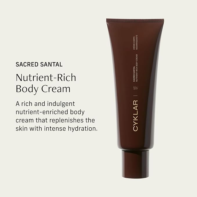 CYKLAR Nutrient Rich Body Cream – Sacred Santal – Non-Greasy Lotion for 48-Hr Moisture – Squalane, Niacinamide & Banana Flower for Hydration & Skin Barrier Support – Dry Skin Moisturizer 8oz