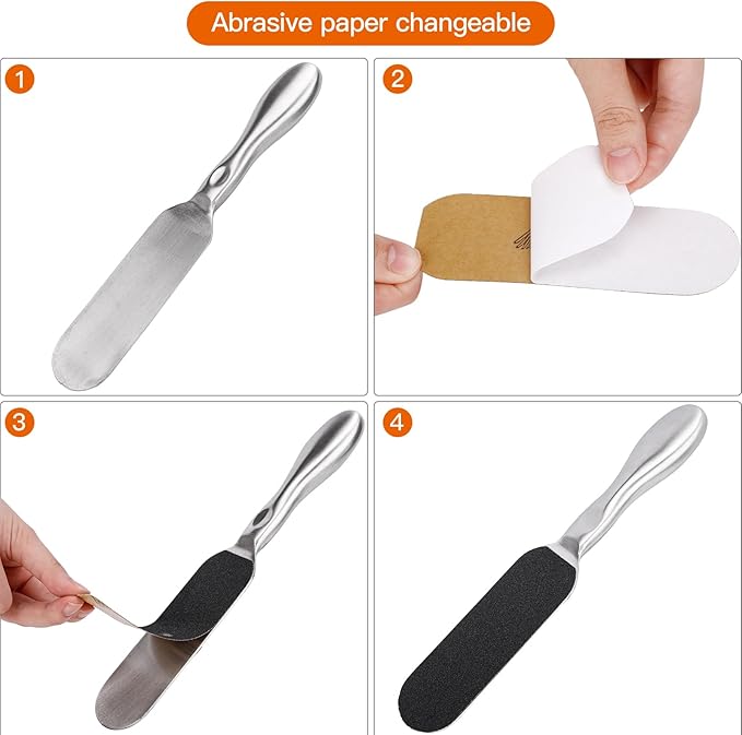 Biutee Foot File for Dead Skin Pedicure Foot Files Callus Remover Professional Sandpaper Pedicure Tools Reusable Stainless Steel Double Sided Foot Rasp Foot Scrubber Pedicure with 12 Replaceable Pads