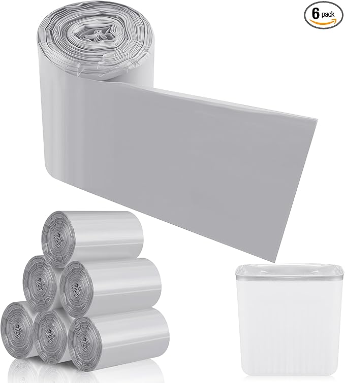 Maxdot 6 Roll 50 Bags Sanitary Napkin Disposal Receptacle Liner Surface Mount Feminine Hygiene Liner Plastic Bags for Wall Mountable Receptacles or Bin, Bathroom, Commercial, Restroom, 12 x 16 Inch