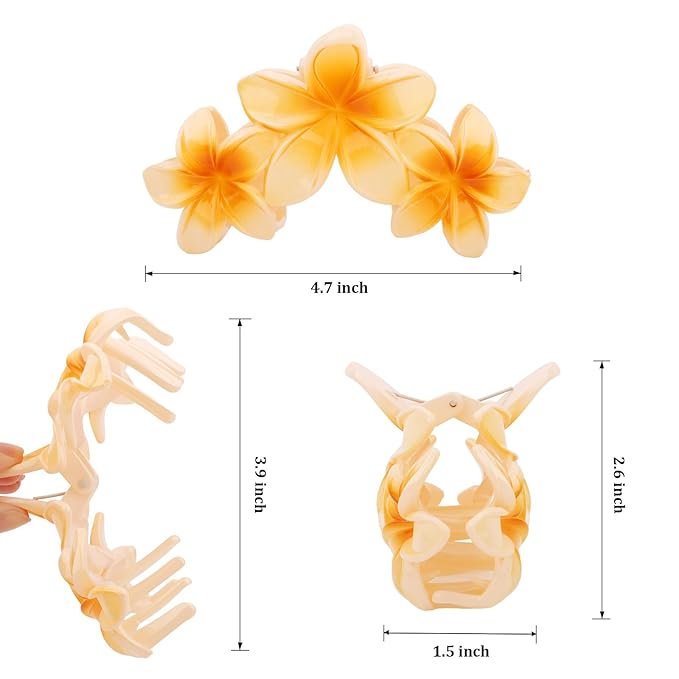 Hair Clips for Women 4Pcs Flower Claw Clips Cute Hair Claws Flower HairClip for Thick Thin Hair Strong Hold HairClaws Summer Accessories for Women Girls