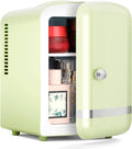 Xbeauty Retro Mini Fridge, Compact Refrigerator with 4L Capacity/6 Cans，Cooler & Warmer, Removable Shelf for Skincare, Beverages, Cosmetics, Perfect for Dorm, Bedroom, Green