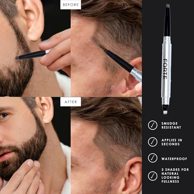 Forte Series Beard and Hairline Shaper, Smudge-Resistant Wax, Precision Brush, Sleek Travel Packaging (Brown)