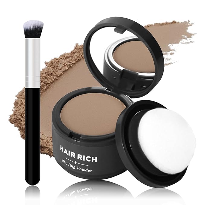 Hairline Powder with Brush Set, Root Touch Up Hair Color for Thinning and Gray Hair Coverage, Waterproof and Sweatproof Hairs Loss and Bald Spot Concealer for Men and Womenr-Light Camel