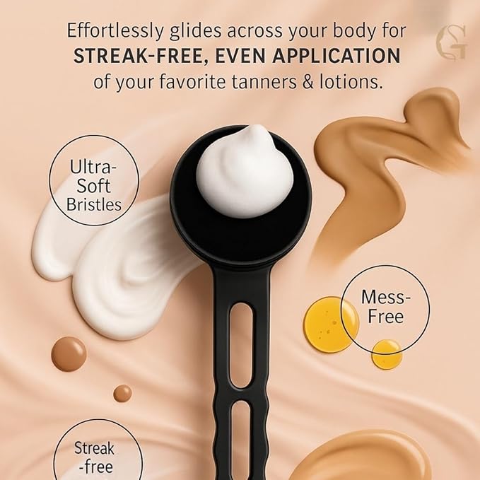 Body Lotion Back Applicator Brush, Long Handle Body Kabuki Brush for Body Cream, Self Tanner Sunless Tanning Lotion & Mousse, Streak-Free Back Leg Bronzer Blending Tool Hard to Apply Areas