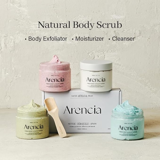 Arencia Fresh Cloud Sea Salt Body & Scalp Scrub (Pink) - Gentle Exfoliation for Softer, Refreshed Skin and Scalp, Korean Skin Care