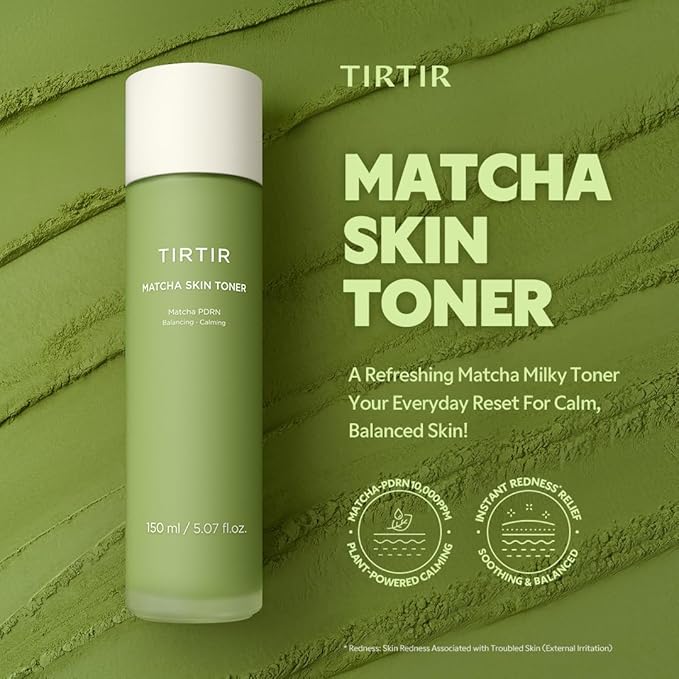 TIRTIR Matcha PDRN Skin Toner 5.07 Fl Oz | Hydrating Korean Daily Anti-Redness Skin Care Soothing Facial Toner for Sensitive Skin