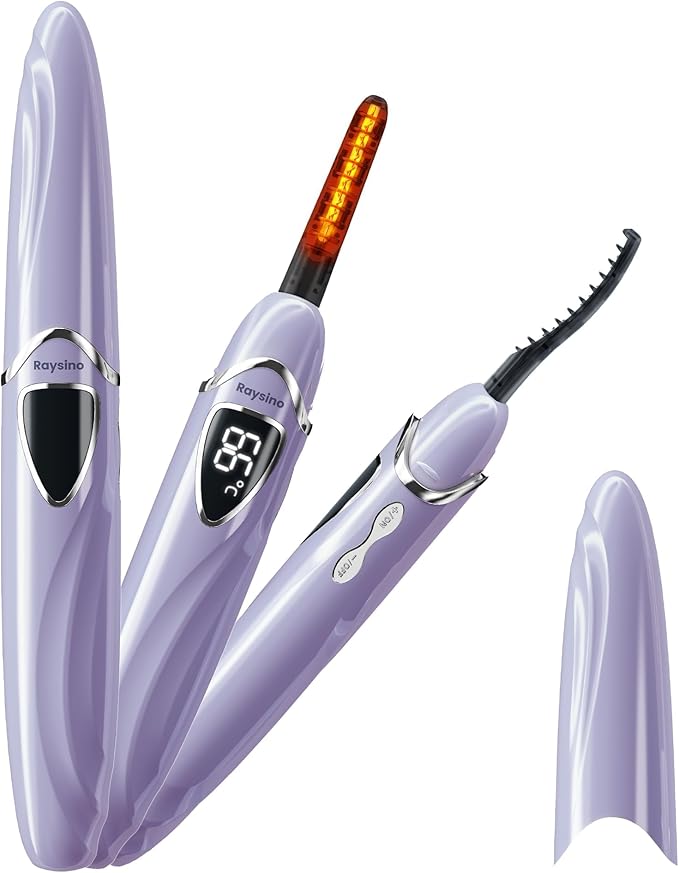 Heated Eyelash Curler, S600 Rechargeable Heated Lash Curler, Eyelash Curler Heated in 8s for Women 24 Hs Lasting Natural Makeup (Lilac/Silver, 148MM)