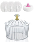 5Pcs Dusting Powder Container with Puff Set - 4 Pcs 3.15 inche Large Fluffy Puff, Leak-Proof Acrylic Case & Ergonomic Handle for Baby Care & Makeup (Body/Face Powder Applicator)
