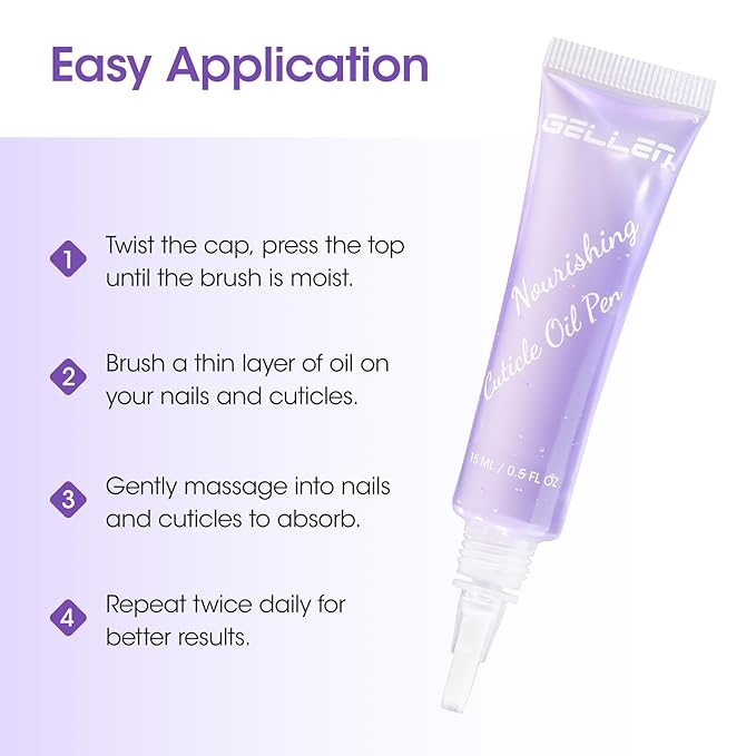 Gellen Cuticle Oil Pen for Nails, Nourishing with Lavender Oil & Vitamin E, Soften Cuticles Strengthen Nail Growth,15ml Pro Nail Care Treatment for Healthier-Looking Nails, On-the-Go, Travel-Sized