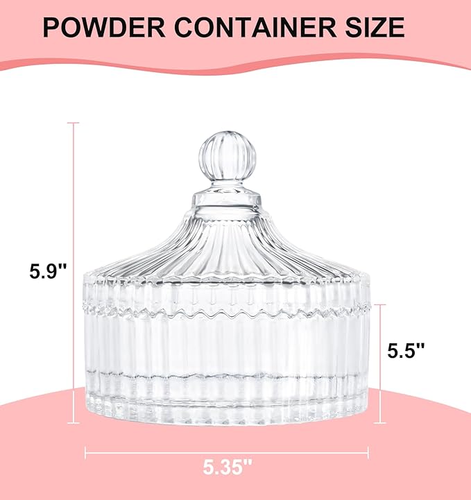 LAKIRA Extra Large Body Powder Puff and Container, 5.35" Body Container with 3.93" Powder Puff, for Baby Women's Loose Dusting Powder (5.35" Pure)