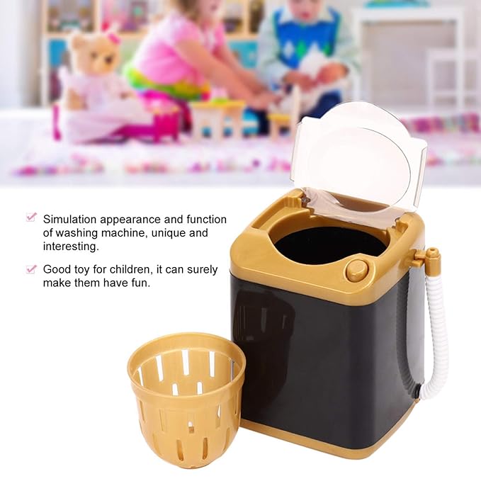 Washing Machine,Mini Electric Mini Washing Machine for Make up Brushes, Simulation Plastic Automatic Quick Drying Cleaning Machine for Women Girls for Sponge Powder Puff Toy