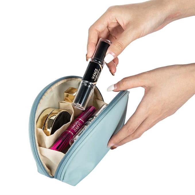 Hekyip Half Moon Cosmetic Beauty Bag for Purse Travel Handy Makeup Pouch for Women Girls (Mint)