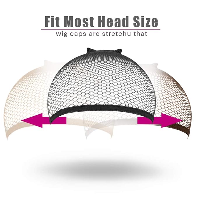 MORGLES Mesh Wig Cap for Women Men, 6PCS Hair Net for Wig Closed End, Brown, Beige, Black