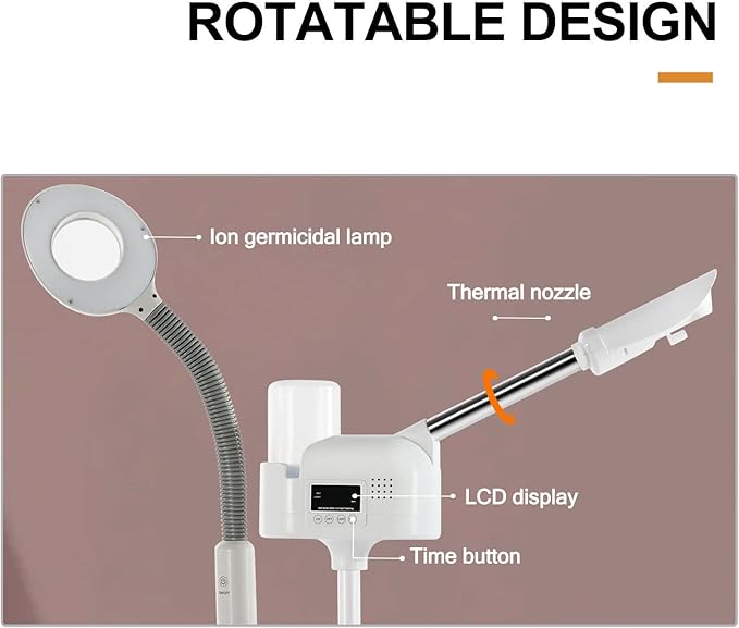 Artist hand Facial Steamer Professional 2 in 1 Hot Face Steamer with 5X LED Magnifying Lamp, Upgrade Esthetician Face Steamer for Facial Deep Cleansing, Fast Heat for Beauty Salon Spa Home Use