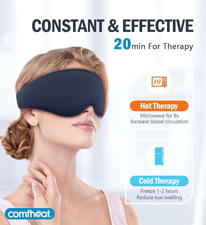 3D Cooling Sleep Mask Blackout Gel Eye Mask for Cold Hot Compress, Cooling Weighted Eye Mask for Sleeping, Zero Eye Pressure, Ice Cold Pack, Cold Compress for Puffy Eyes