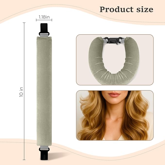 Heatless Hair Curler Set – 4PCS Velvet Overnight Blowout Rods for Heatless Curls, Jumbo Flexible Curling Rods to Sleep In, No Heat Curling Tools for Natural Waves and Curls Kahki