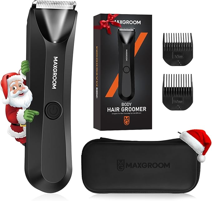 Manscape Body Hair Trimmer for Men, IPX7 Waterproof Pubic & Groin Hair Trimmer- Electric Ball Shaver with LED Light, Ceramic Blade, USB Rechargeable & Travel Pouch