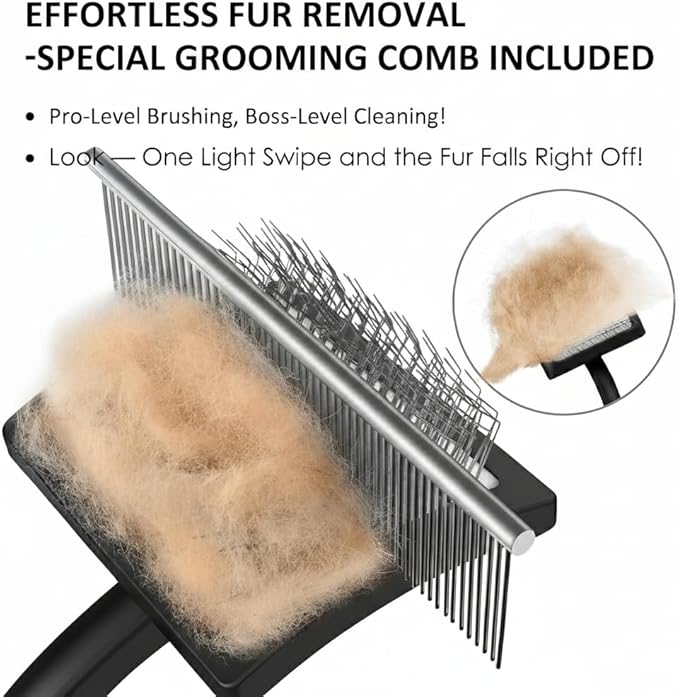 Slicker Brush for Dogs, Large Dog Brush to Long Haired Dogs for Poodles Doodles Goldendoodles Bernedoodles, Long Pin Grooming Kits to Dematting & Reducing Tangles and Fluff, Black