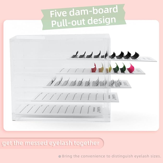 NAGARAKU Acrylic Lash Extension Organiser Storage False Eyelash Pallet Volume Boxes Makeup Holders Tools Case Lashes Container 5 Layers with 250 Tape Strips…
