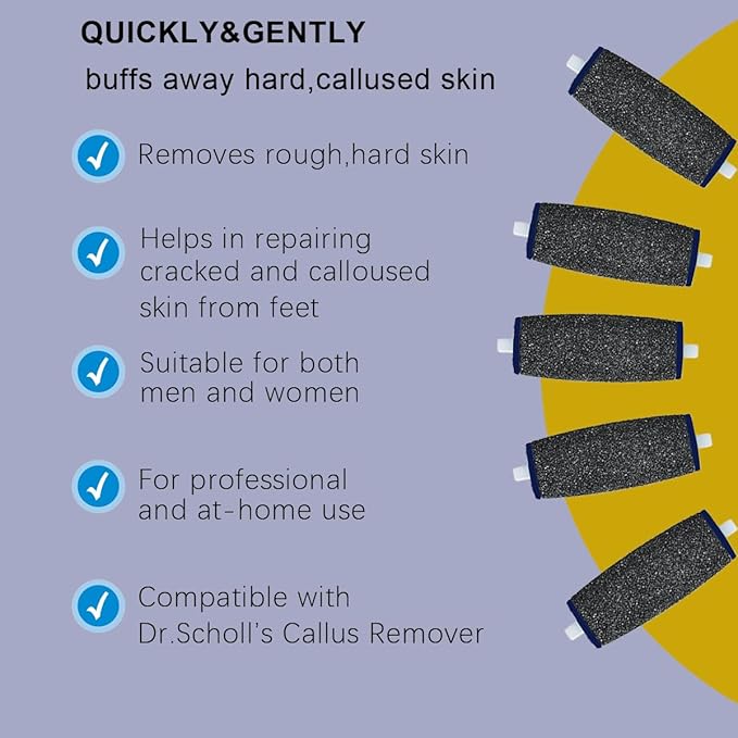 Replacement Roller Compatible with Dr. Scholl's Callus Remover Electronic Foot File-Extra Coarse (12 Pack)