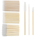 300 PCS/Sets Eyelash Extension Supplies 200pcs Disposable Pointed Micro Swab 50pcs Eyebrow Spoolie Brush 50pcs Lip Wand Brush Mascara Wand Applicator Eyelashes Tool (Bamboo kits)