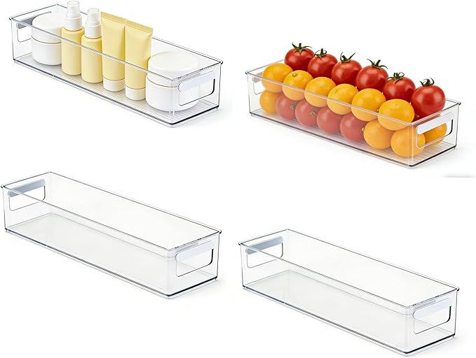 vacane Clear Refrigerator Organizer Bins Plastic Food Storage Fridge Organizer Pantry Organization Container for Pantry,Bathroom ,Kitchen