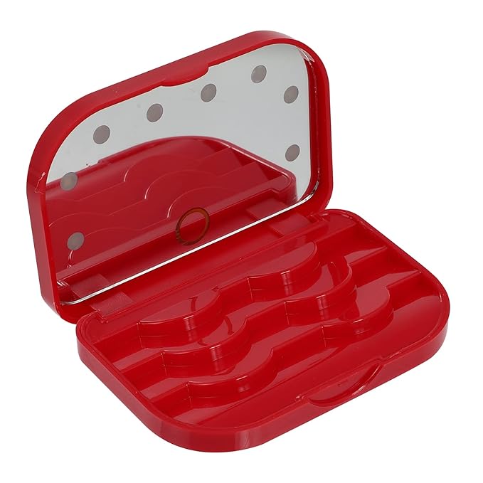 Led Eyelash Storage Box Portable Eyelash Organizer with Makeup Mirror Compact False Case for Travel and Daily Use
