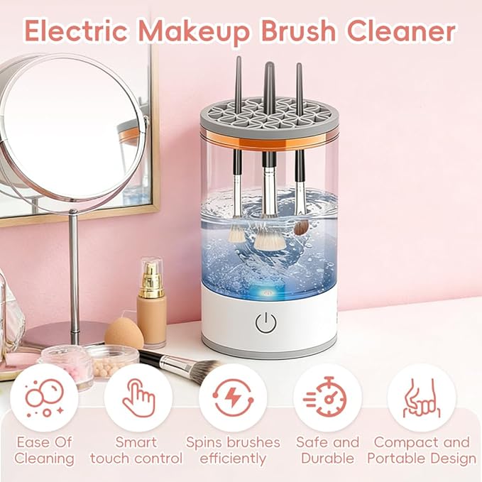 3 In 1 Electric Makeup Brush Cleaner Machine,Automatic Makeup Brush Cleaner Electric,Cleaning Tool,Cosmetic Brushes Cleaners,For Deep Cleaning (White)