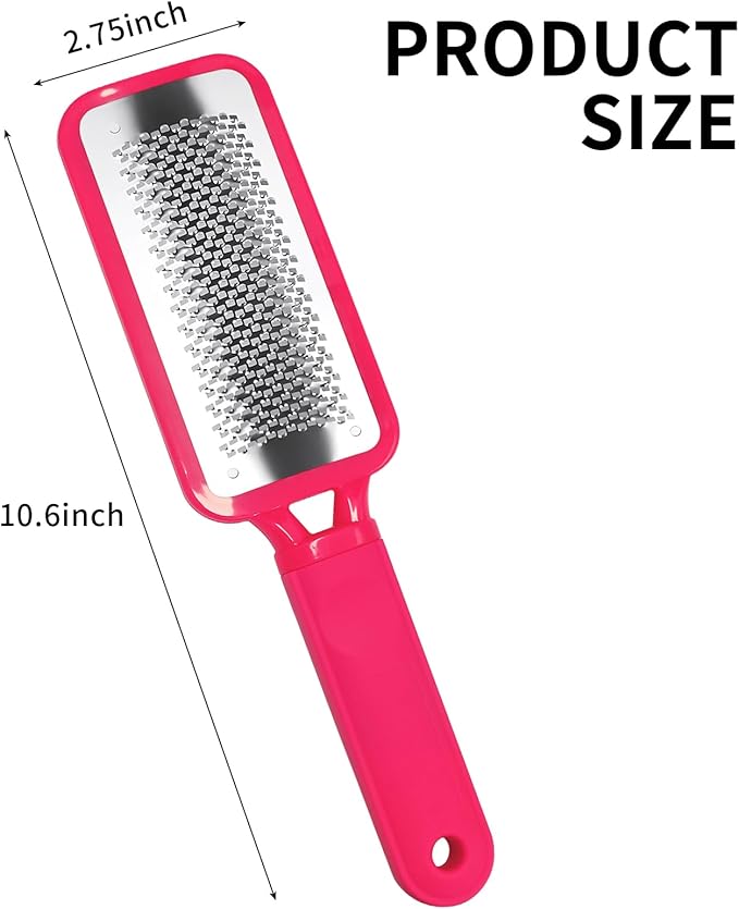 Foot Callus Remover – Professional Stainless Steel Foot File for Dead Skin, Callus & Hard Skin Removal – Ergonomic Design for Smooth, Baby-Soft Feet (Red)