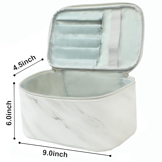 Meiyuuo Makeup Bag Large Cosmetic Bags for Women Girls Cute Travel Zipper Pouch Toiletry Organizer for Beauty Essentials Waterproof (Marble)