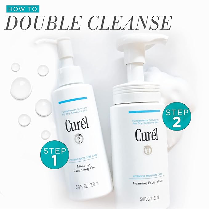 Curel Japanese Skin Care Foaming Daily Face Wash for Sensitive Skin,Hydrating Facial Cleanser for Dry-Skin,pH-Balanced and Fragrance-Free,5 Oz (Step 2 of 2-Step Skincare),(Pack of 2)
