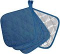 meioro 4-Pack Pot Holders for Kitchen High Heat Resistant Potholder, 100% Cotton Hot Pads, Quilted Terry Hot Pot Holder Set for Kitchens, Washable Trivet for Cooking and Baking 7x7 Inches (Blue)