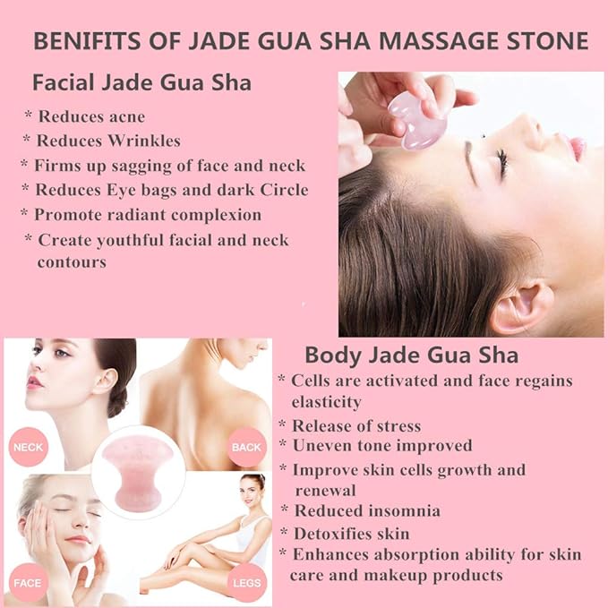 2pieces Gua Sha Tool,Gua Sha Scraping Massage Tool,Crystal Chakra Healing Stone,Mushroom Shape Guasha Facial Massage Stone for Eye Face Neck Skin Body Beauty Spa Relaxing Set(Rose Quartz)