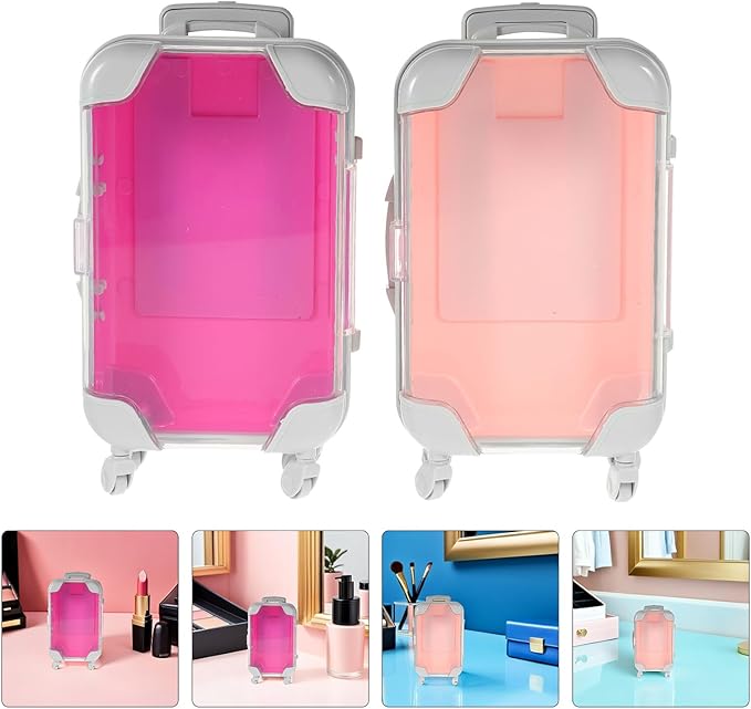 4pcs Mini Rolling Lash Box Eyelash Beauty Organizer with Retractable Handle, Waterproof Shockproof False Eyelashes Storage Case for Travel Makeup and False Lash Storage