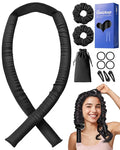Umisleep 22 Momme Mulberry Silk Heatless Curls Overnight, Heatless Hair Curler to Sleep In, for Women Long Hair, Hair Care Roller Gift Set, Upgraded Soft with Clips & Scrunchies, Black