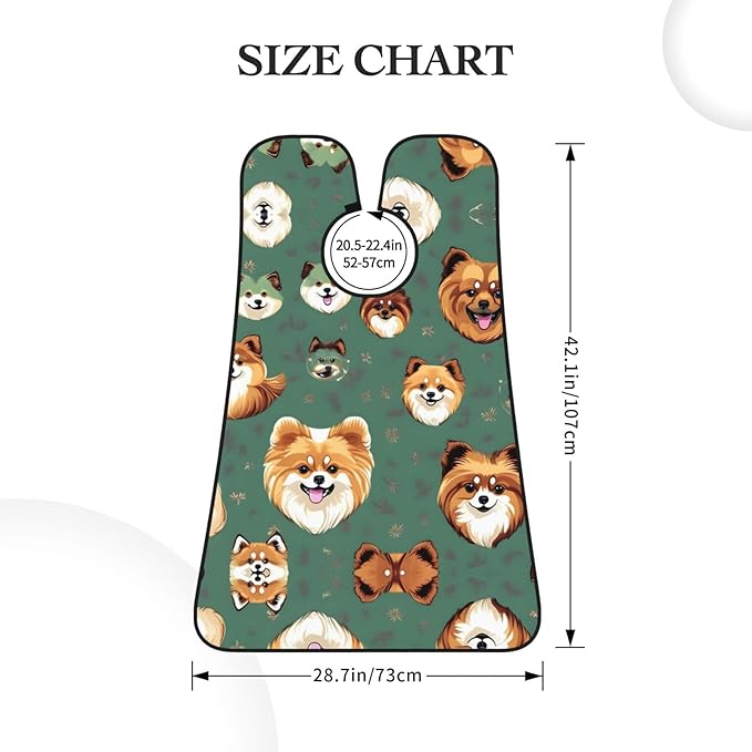 Pomeranians Pattern Print Beard Bib Apron For Men, Beard Hair Catcher For Men Shaving Trimming,Beard Cape Cloth