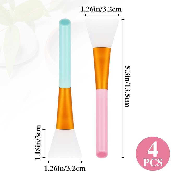 4pcs Silicone Face Mask Brush Mask Applicator Tool Soft Silicone Facial Mud Makeup Brushes Hairless Face Masks Beauty Applicator Tool for Body Lotion Butter Clay BB Cream DIY Masks