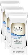 Olay Wet Cleansing Towelette, 30 Count (Pack of 3)