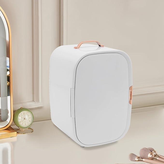 12L Mini Cosmetic Fridge - Pink/White Skincare Cooler for Makeup & Perfumes, Compact Skincare Refrigerator with LED Light & Adjustable Shelves, 110V Beauty Fridge (White)