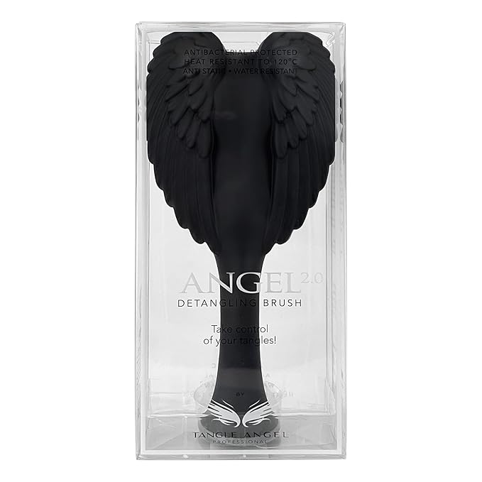 Detangling Hair Brush - Anti Static Angel Wing Hair Brush with Soft & Flexible Bristle for Straight & Wavy Hair - Tangle Angel Hair Detangler Brushes for Blow Drying & Shower - Matt Black