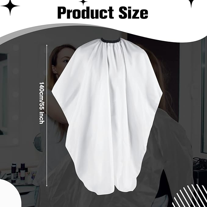 Jeyiour 6 Pieces White Barber Cape Professional Hair Cutting Salon Cape with Adjustable Snaps for Haircuts Coloring Adults Women Men Shampoo, 55 x 47 Inches