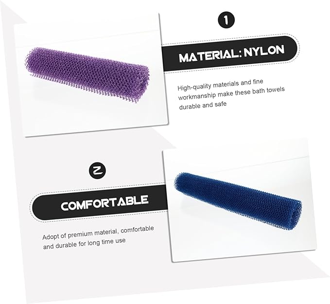 3pcs Long-Strap Back Rub Towel Exfoliating Mitt for Shower for Body Wash Massage Spa