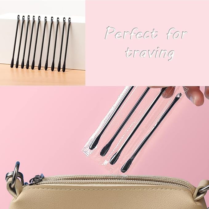 200Pcs Plastic Disposable Blackhead Remover Double-Headed Comedones Extractor Black Pimple Popper Tool Acne Removal Stick Cotton Swab Beauty Tool