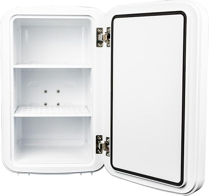 Danby DBMR02624WD43 7.4L Mini Fridge with Mirror & Light in White LED light digital display touch activated 7.4 L / 0.26 cu.ft. capacity