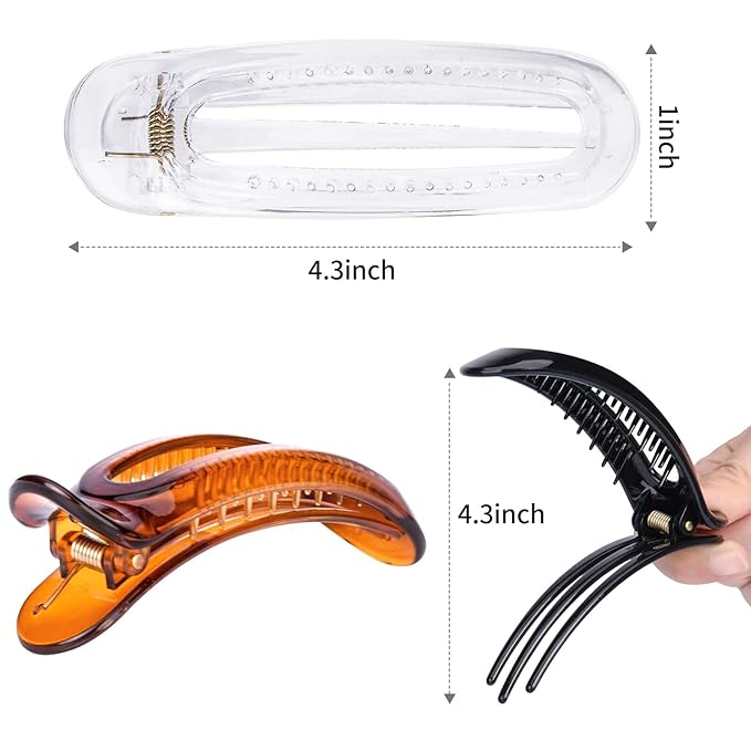 Aileam 6PCS Flat Claw Clip French Concord Hair Clip Barrette for women Thick Hair Clips Grip Yoga Hair Banana Barrettes for Styling Women Girls Thin Hair Accessories
