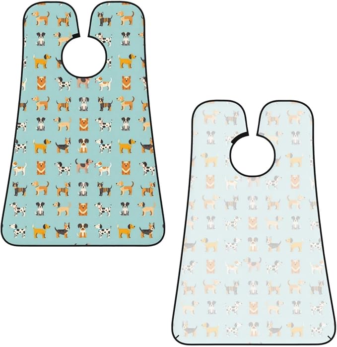 Beard Grooming Cape, Waterproof Hair Catcher for Shaving Trimming, Non-Stick Bib Apron Gifts for Dad Men, Cute Different Dogs Shave Bib