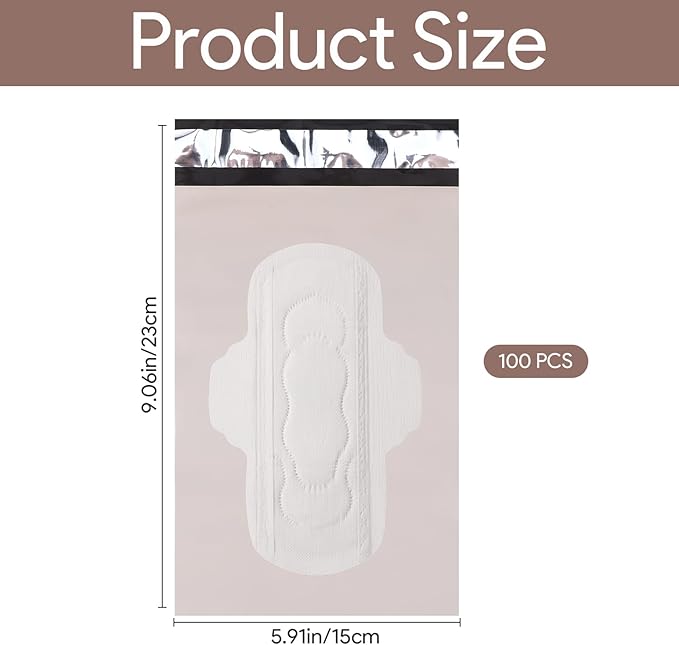 100 Pcs Sanitary Napkin Disposal Bags, Feminine Hygiene Period Bags for Tampons & Pads, Period Disposal for Teen Girls, Odor Blocker, Leak-Proof Sanitary Storage for Menstrual Products, Beige