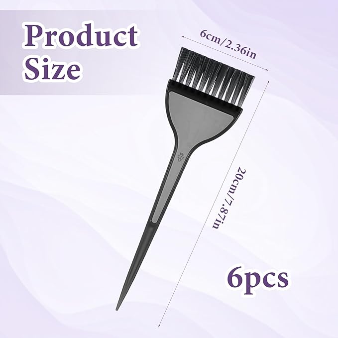 6 PCS Color Brushes, Hair Dye Brush, Color Brushes for Hair Stylist, Professional Hairs Coloring Brush with Tapered Handle for Salon, Home DIY, Root Touch, Highlights