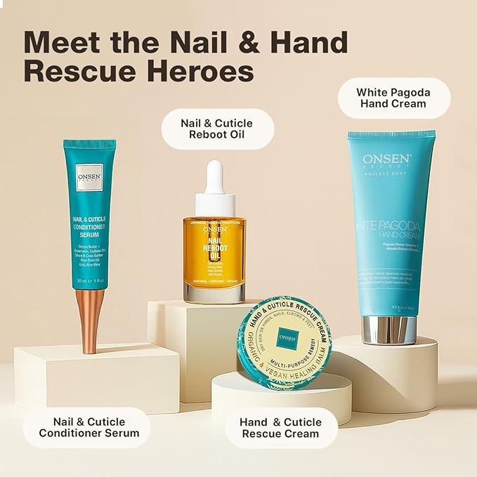 Onsen Nail & Cuticle Cream Treatment w/Japanese Tsubaki, Jojoba & Lavender Oil, Shea Butter – Strengthens Nails, Softens Cuticles - Daily Repair Care (2 Count/30 ml)